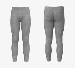 Blank leggings mockup, front and side views. Sweatpants. 3d rendering, 3d illustration.;