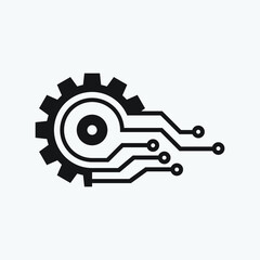 Gear smart Eps icon. Digital tech - vector business logo template concept illustration. Gear electronic factory sign. Cog wheel technology symbol