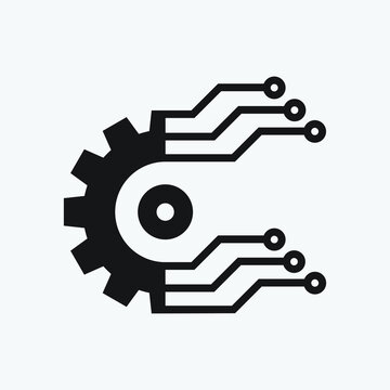 Gear smart Eps icon. Digital tech - vector business logo template concept illustration. Gear electronic factory sign. Cog wheel technology symbol