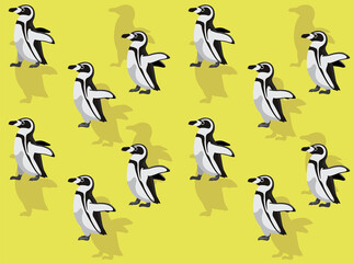 Animal Animation Humbolt Penguin Cartoon Vector Seamless Wallpaper