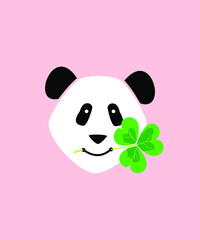 panda with lucky clover