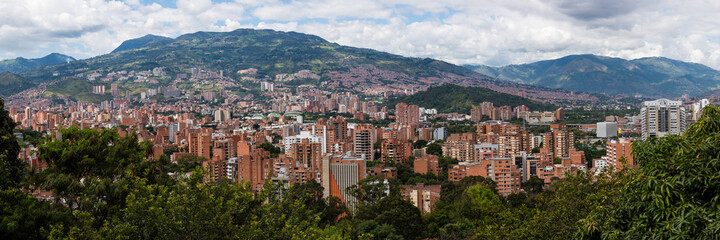 Fototapeta na wymiar Rolling hills and village of Bogota Colombia. Panoramic view