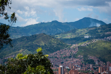Fototapeta na wymiar Layers of hills mountains and clouds in Bogota Colombia.