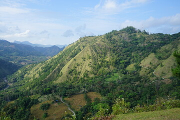 Fototapeta na wymiar Natural scenery and mountains around Mount Nona in Enrekang Regency, Indonesia