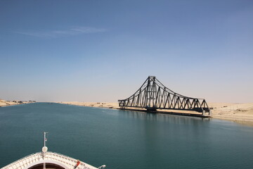 El Ferdan railway swing bridge, Suez Canal, Egypt.