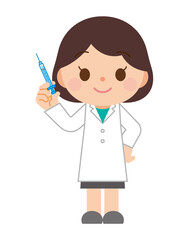 注射器を持った女性の医師