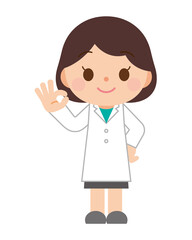 OKサインを出す女性の医師