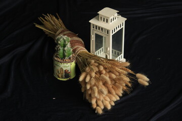 themes lantern candles and romantic flower for home and celebration decoration