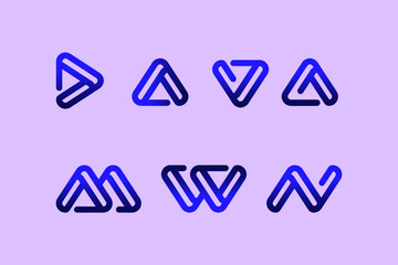 Is a collection of alphabet logo designs with a modern style and bright coloring like neon