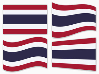 isolated the Thailand flag set waving by the wind shapes, element for icon, label, banner, button etc. vector design.