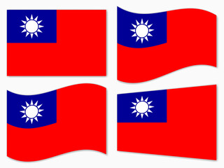 isolated the Taiwan flag set waving by the wind shapes, element for icon, label, banner, button etc. vector design.