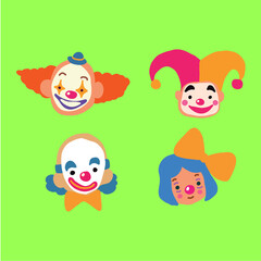 circus clown head character vector