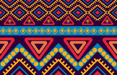 Fototapeta premium Geometric oriental tribal ethnic pattern traditional background Design for carpet,wallpaper,clothing,wrapping,batik,fabric,Vector illustration embroidery style.