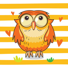 cute orange owl character