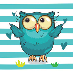 cute owl character spreading its wings