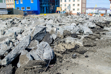 Reconstruction of the pavement in the city