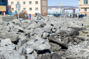 Reconstruction of the pavement in the city