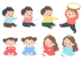 Boy and girl, sitting or standing pose