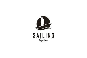 Simple Sailing Yacht Silhouette Logo design inspiration