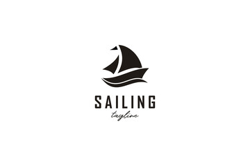 Simple Sailing Yacht Silhouette Logo design inspiration