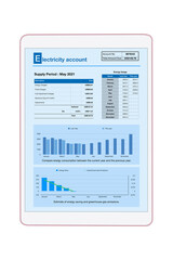 Electricity account showing on electronic table.