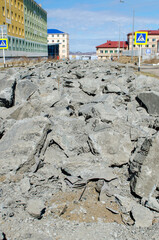 Reconstruction of the pavement in the city