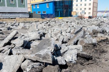 Reconstruction of the pavement in the city