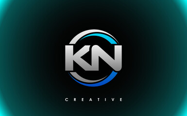 KN Letter Initial Logo Design Template Vector Illustration