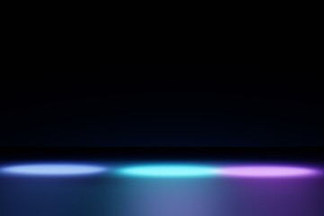 Glow blue light effect on dark blue background. 3D rendering.