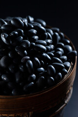 black soy beans in vintage basket
