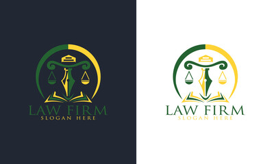 Law firm logo, Lawyer logo design template vector