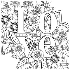 Mehndi flower for henna, mehndi, tattoo, decoration. decorative ornament in ethnic oriental style. doodle ornament. outline hand draw illustration. coloring book page.