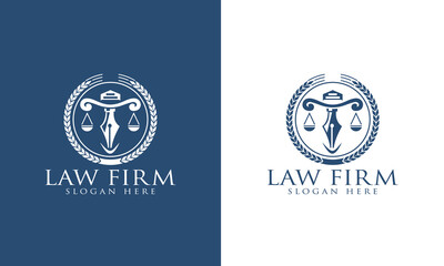 Law firm logo, Lawyer logo design template vector