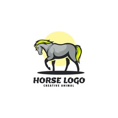 Obraz premium Vector Logo Illustration Horse Simple Mascot Style.