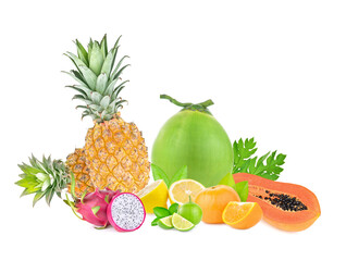 mixed fruit isolated on white background