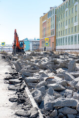 Reconstruction of the pavement in the city