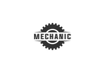 mechanic logo tempatle with gear in white background