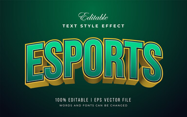 Esport text in green gradient style with 3d and embossed effect editable text style effect