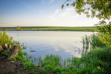 landscape of a beautiful summer lake. Russia