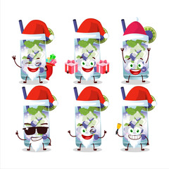 Santa Claus emoticons with blueberry mojito cartoon character