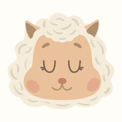 Sheep lamb face head icon set. Cute cartoon kawaii funny smiling baby character. Flat design