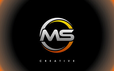 MS Letter Initial Logo Design Template Vector Illustration - obrazy, fototapety, plakaty