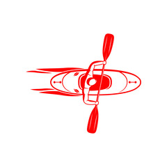 extreme sport kayaking, vintage boat kayaking with people. people swimming in a canoe. isolated on white background