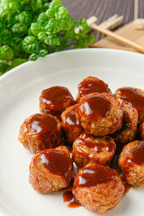 asian food chicken meat roll balls