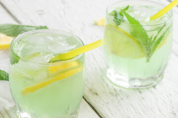 mojito cocktail with mint and ice