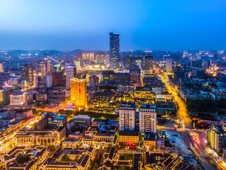 Fototapeta na wymiar Aerial photography of Xuzhou, Jiangsu, urban architectural landscape, skyline night view