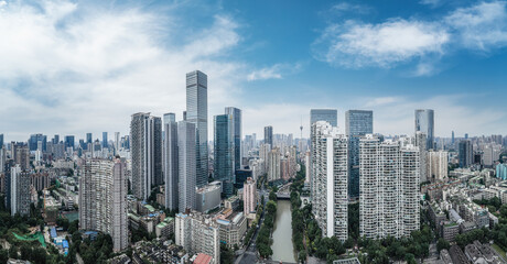 Aerial photography Sichuan Chengdu city architecture landscape skyline