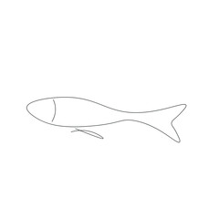 Obraz premium Fish silhouette line drawing vector illustration