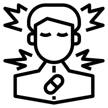 person with headache and pill icon clip art preview