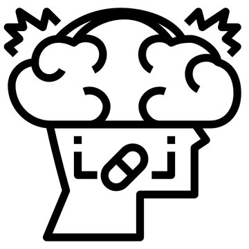 head with brain and pill icon clip art preview